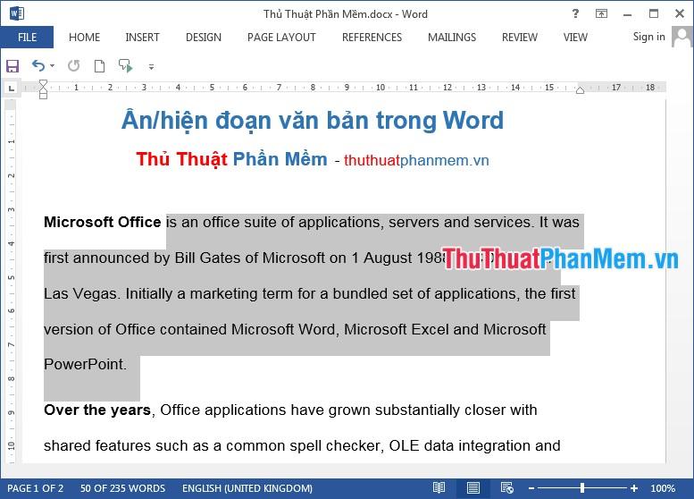 Khám phá cách ẩn giấu một đoạn văn bản trong Word, giúp bảo mật thông tin mà không làm thay đổi nội dung tài liệu.