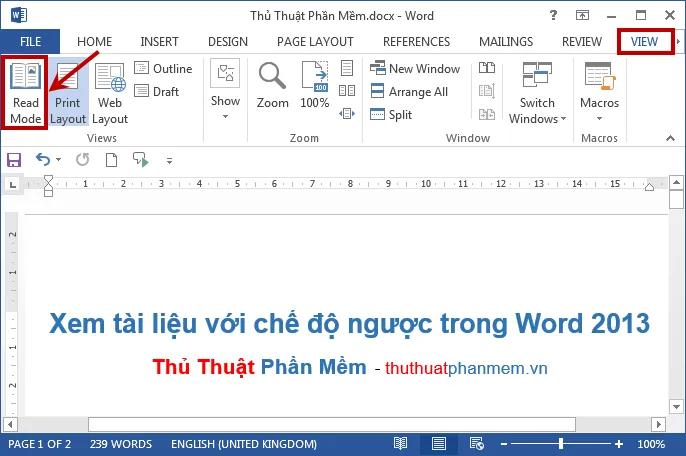 Hướng dẫn cách bật chế độ xem văn bản Word với nền đen và chữ trắng trong Word 2013 để tăng hiệu quả đọc