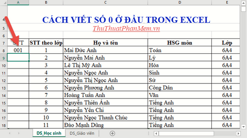 Hướng dẫn cách nhập số 0 ở đầu trong Excel một cách dễ dàng và hiệu quả.