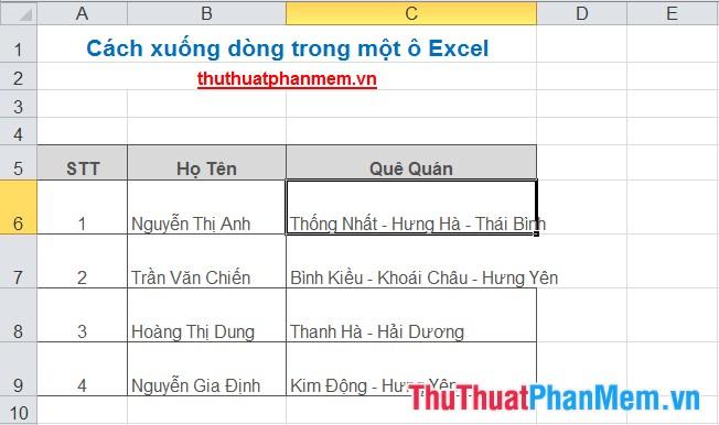 Cách ngắt dòng trong một ô Excel - Hướng dẫn cách chia nhỏ nội dung trong ô Excel