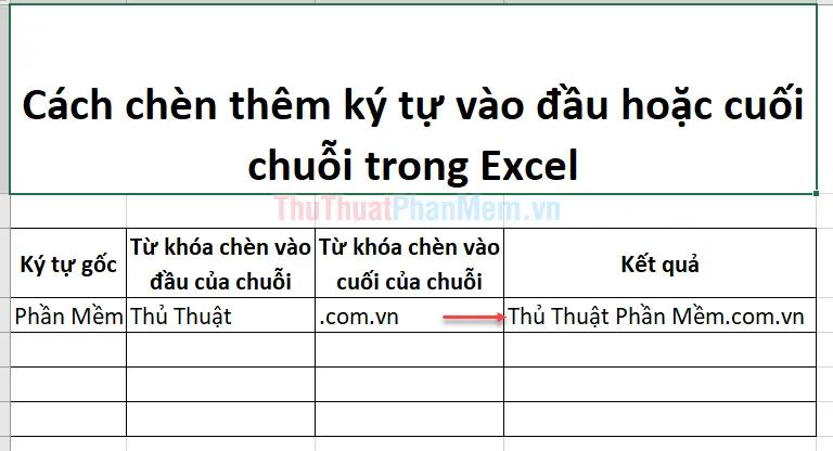 Thủ thuật thêm ký tự vào đầu hoặc cuối chuỗi trong Excel sẽ giúp bạn dễ dàng chỉnh sửa dữ liệu mà không làm thay đổi nội dung gốc. Chỉ với một vài thao tác đơn giản, bạn có thể nhanh chóng bổ sung các ký tự vào chuỗi văn bản theo ý muốn.