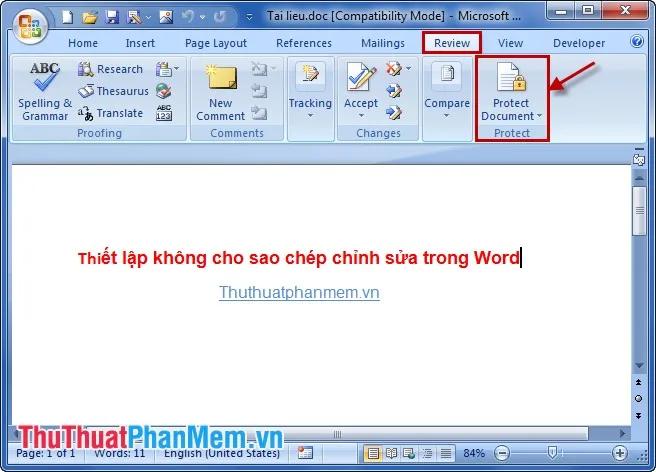 Cấm sao chép và chỉnh sửa tài liệu trong Word.