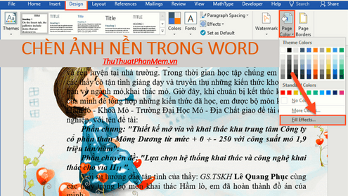 Hướng dẫn cách chèn ảnh nền vào tài liệu Word