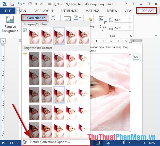 Cách chỉnh sửa độ sáng, màu sắc, độ tương phản và nén ảnh trong Word.