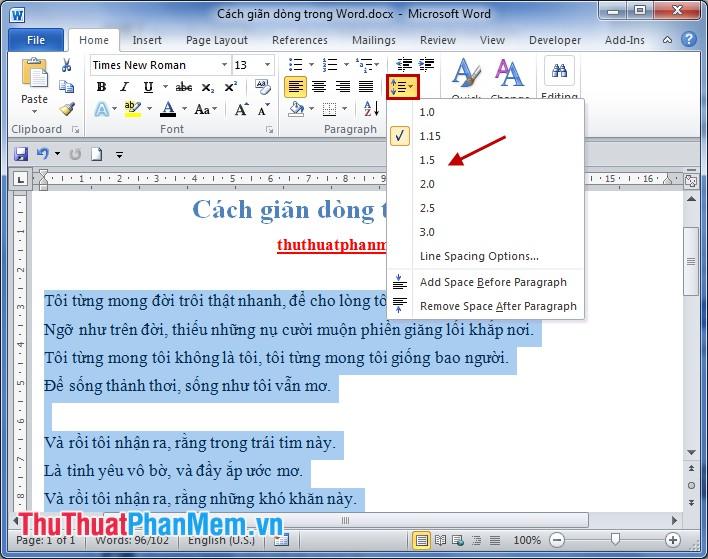 Hướng dẫn cách điều chỉnh khoảng cách dòng và khoảng cách chữ trong Word