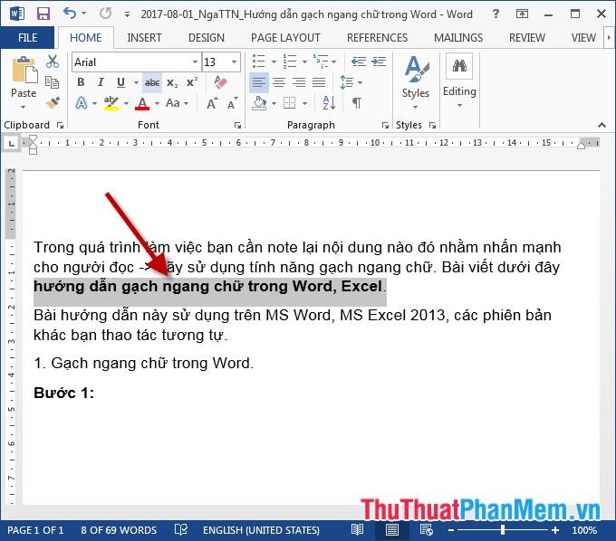 Hướng dẫn cách tạo hiệu ứng gạch ngang cho chữ trong Word và Excel, giúp làm nổi bật văn bản một cách dễ dàng.