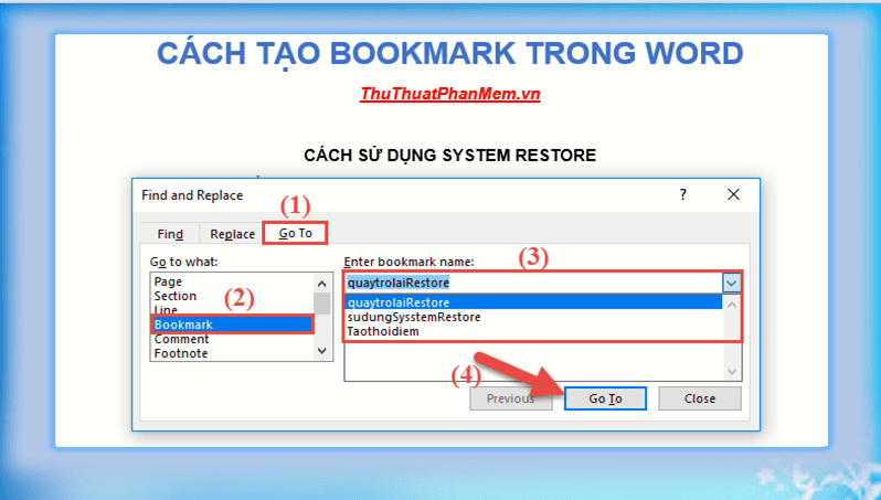 Hướng dẫn tạo Bookmark trong Word