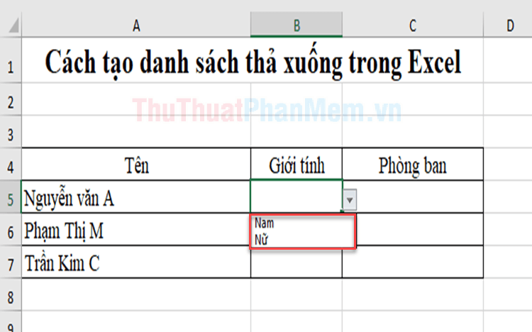 Cách thiết lập danh sách thả xuống trong Excel để dễ dàng lựa chọn và nhập liệu chính xác, giúp tối ưu hóa quá trình làm việc với bảng tính.