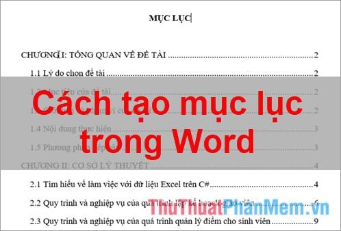 Hướng dẫn tạo mục lục trong Word 2016