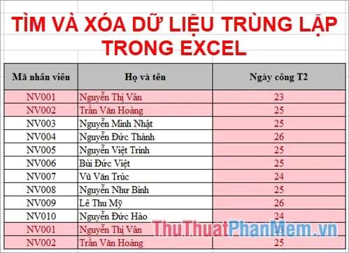 Cách tìm kiếm và loại bỏ dữ liệu trùng lặp trong Excel.