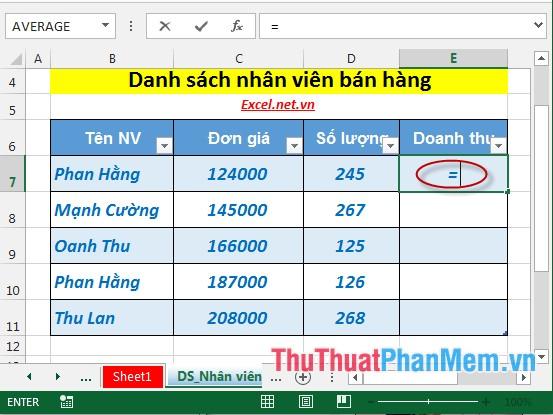 Hướng dẫn nhập dữ liệu bằng công thức trong Excel