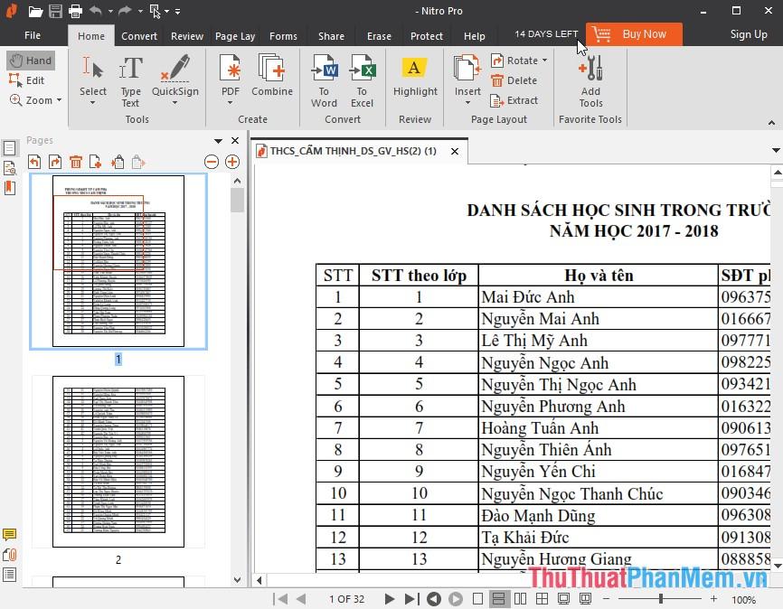 Cách chuyển đổi từ PDF sang Excel