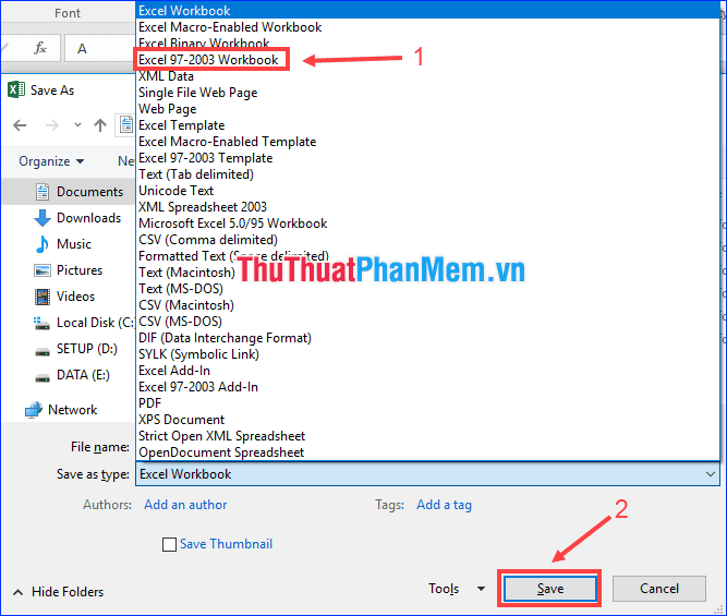 Hướng dẫn đổi đuôi file XLSX sang XLS để mở trên Excel 2003