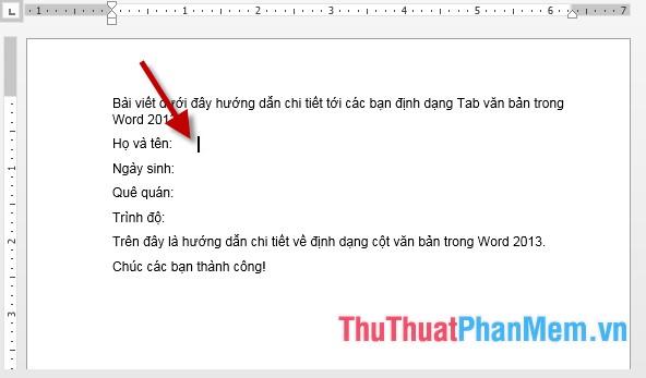 Cách thiết lập định dạng Tab trong Word