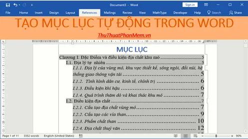 Hướng dẫn tạo mục lục tự động trong Word 2013 và 2016