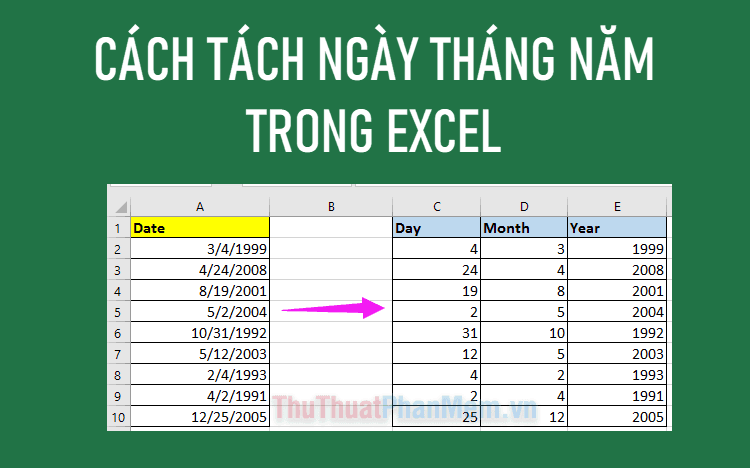 Hướng dẫn cách phân tách ngày tháng năm trong Excel một cách dễ dàng và hiệu quả