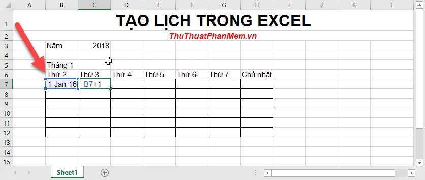 Hướng dẫn tạo lịch trong Excel