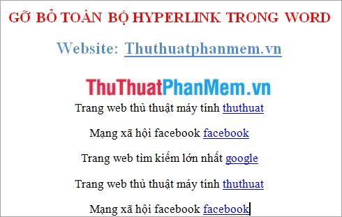 Hướng dẫn xóa toàn bộ liên kết Hyperlink trong tài liệu Word