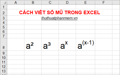 Hướng dẫn nhập số mũ trong Excel