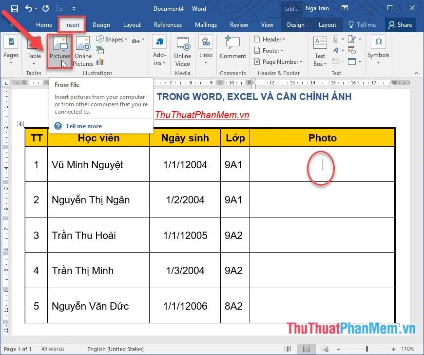 Hướng dẫn cách chèn và điều chỉnh ảnh trong Word và Excel