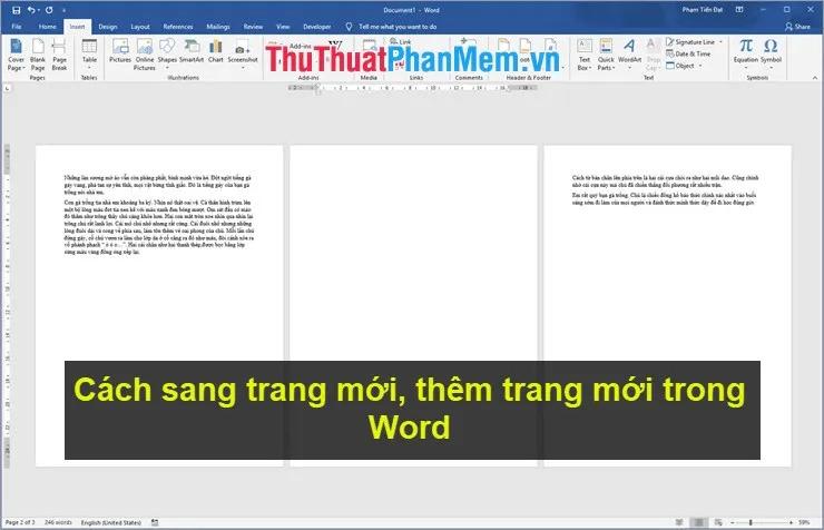 Cách chuyển trang và thêm trang mới trong Word