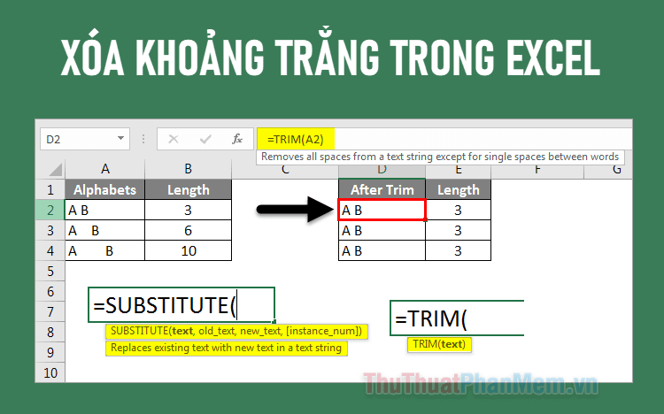 Loại bỏ dấu cách trong Excel - Cách xóa khoảng trắng nhanh chóng và hiệu quả