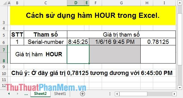 Hàm HOUR: Một công cụ trong Excel giúp chuyển đổi các giá trị số thành giờ, hỗ trợ dễ dàng trong việc xử lý dữ liệu thời gian.