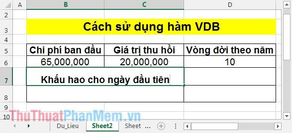 Hàm VDB - Phương pháp tính khấu hao tài sản theo kiểu giảm dần trong Excel, giúp xác định giá trị hao mòn theo thời gian một cách hiệu quả.