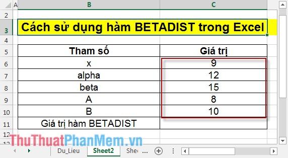 Hàm BETADIST - Hàm tính phân phối lũy tích Beta trong Excel