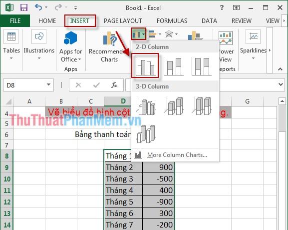 Hướng dẫn tạo biểu đồ cột với cả giá trị âm và dương trong Excel