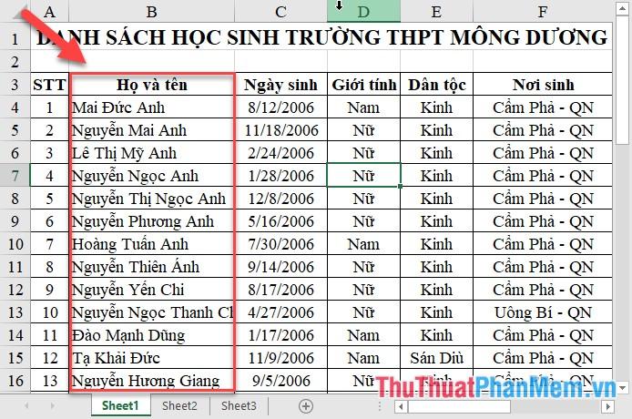 Cách tách và kết hợp họ tên trong Excel