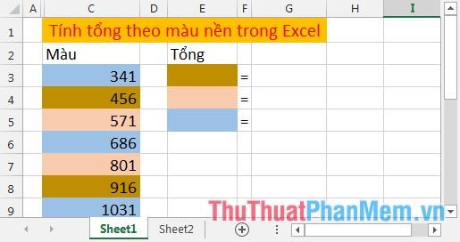 Cách tính tổng theo màu nền của ô trong Excel