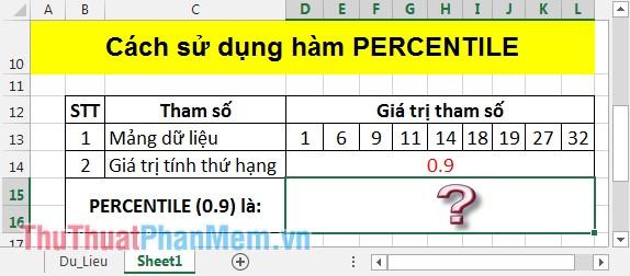 Hàm PERCENTILE trong Excel giúp xác định giá trị phân vị thứ k trong một dãy số, mang lại cái nhìn rõ ràng về sự phân bố dữ liệu.