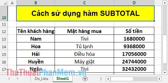 Hàm SUBTOTAL: Là công cụ tính toán mạnh mẽ trong Excel, giúp xử lý các nhóm dữ liệu trong danh sách một cách linh hoạt.