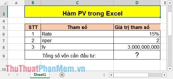 Hàm PV – Công cụ xác định giá trị hiện tại của một khoản đầu tư trong Excel, giúp bạn đánh giá hiệu quả tài chính của dự án hoặc quyết định đầu tư.