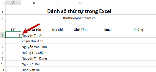 Hướng dẫn cách tạo số thứ tự tự động trong Excel