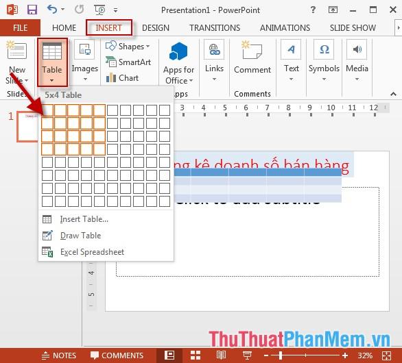 Hướng dẫn thêm bảng biểu vào Slide trong PowerPoint