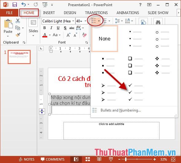 Hướng dẫn tạo ký tự đầu dòng bằng tính năng Bullets trong PowerPoint