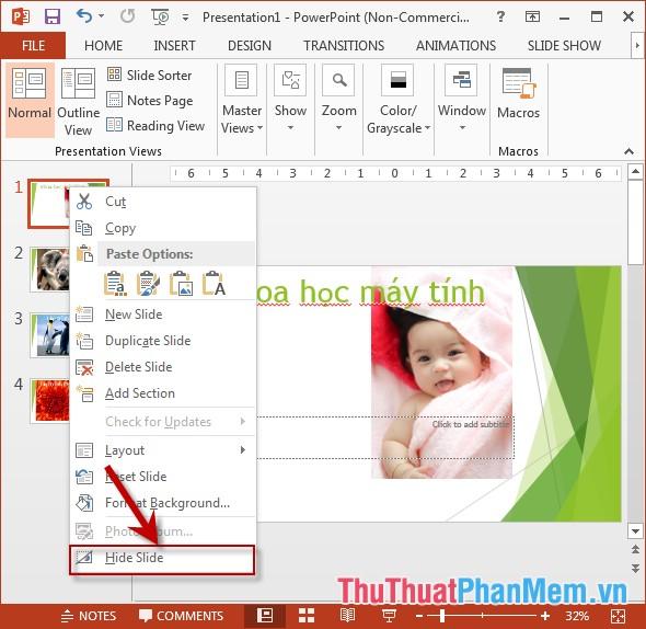 Nghệ thuật ẩn và hiện Slide trong PowerPoint