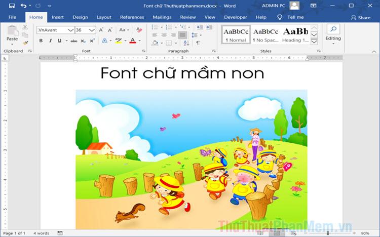 Font chữ dành cho lứa tuổi mầm non