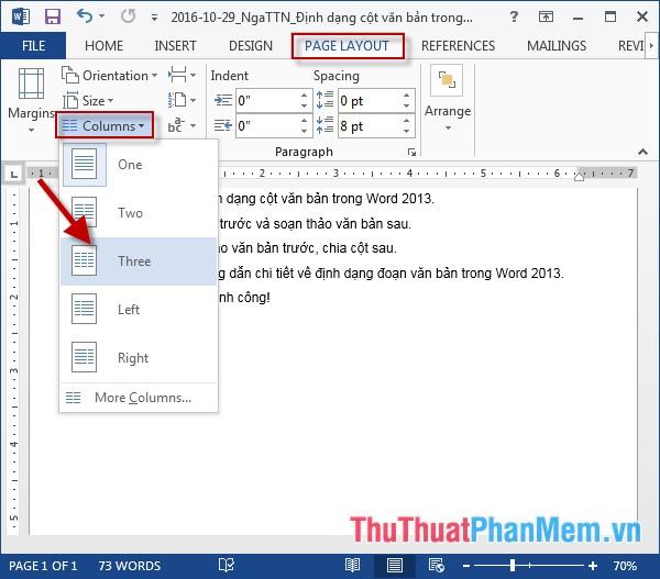 Nghệ thuật định dạng cột văn bản trong Word