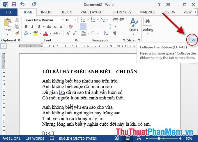 Hướng dẫn ẩn và hiện thanh công cụ Ribbon trong Word và Excel