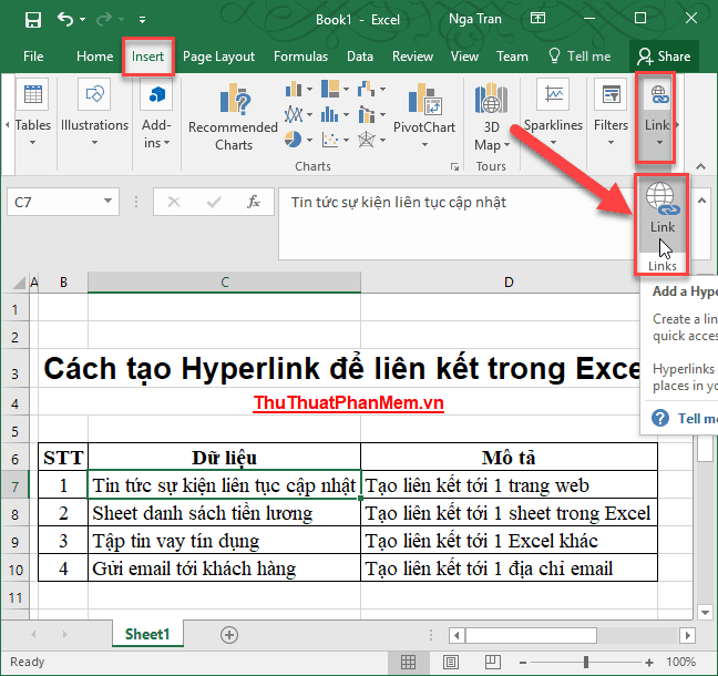 Hướng dẫn chi tiết cách tạo Hyperlink để kết nối trong Excel