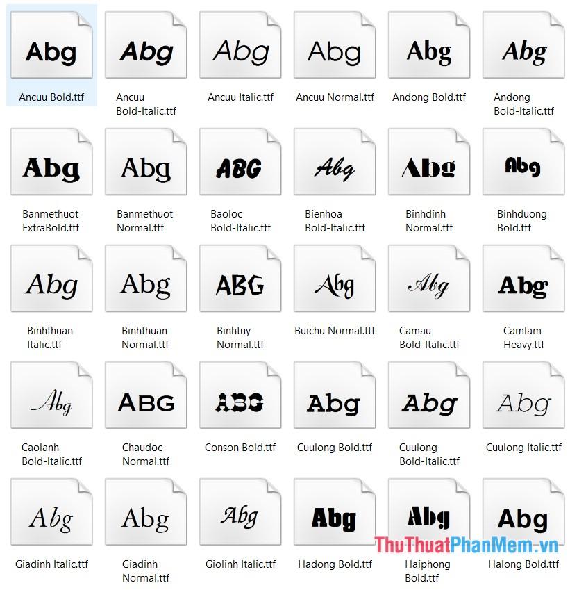 Font VNI - Bộ sưu tập đầy đủ nhất các font VNI, bao gồm cả VNI-DOS (1 byte) và VNI-Win (2 byte) - Trọn bộ 992 Font VNI