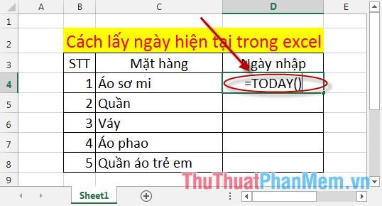 Hướng dẫn chi tiết cách lấy ngày hiện tại trong Excel