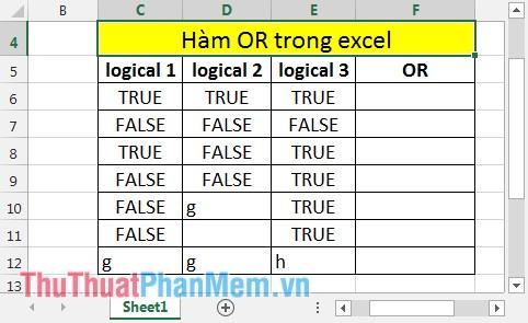 Hàm OR trong Excel: Hướng dẫn chi tiết cách dùng và ví dụ minh họa cụ thể