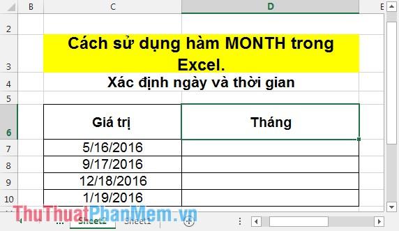 Hàm MONTH - Công cụ biến đổi số sê ri thành tháng trong Excel, mang đến sự chính xác và tiện lợi.