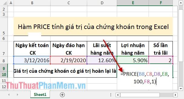 Khám phá sức mạnh của các hàm PRICE, PRICEDISC, và PRICEMAT - Công cụ tính toán giá trị chứng khoán chính xác trong Excel.