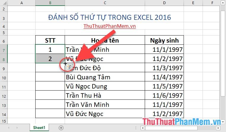 Hướng dẫn chi tiết cách đánh số thứ tự trong Excel 2016