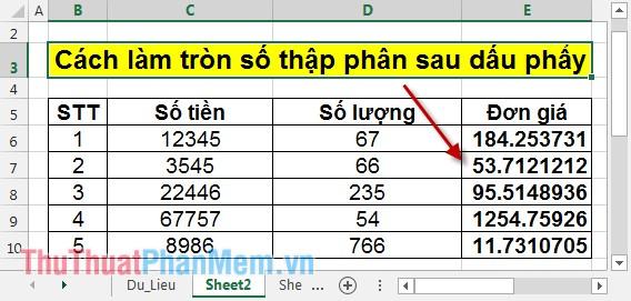 Hướng dẫn chi tiết cách làm tròn số thập phân sau dấu phẩy trong Excel